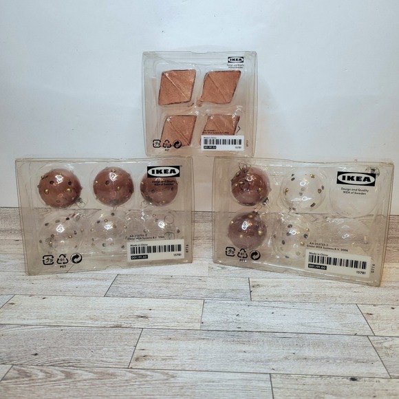 Lot 3 IKEA Christmas Ornaments Blown Glass ISIG Polkadot Sugar Texture READ - Picture 4 of 10